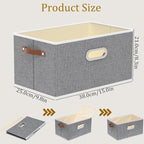 Yawinhe Foldable Storage Baskets for Shelves, Fabric Closet Organizers, Bins with 3 Handles, Cubes for Clothes, Grey, 15''Lx9.8''Wx8.3''H, 6-Pack