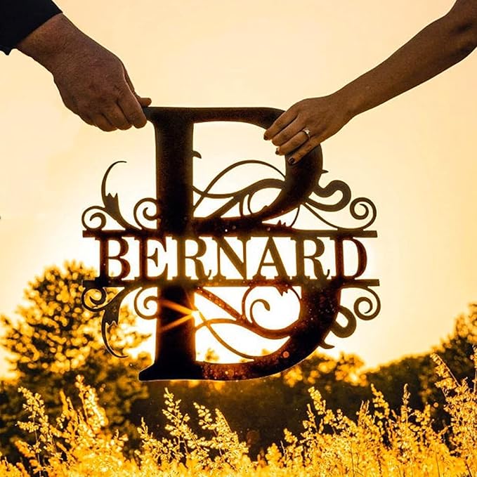 Custom Metal Last Name Monogram Sign – Personalized Wedding, Housewarming, or Outdoor Wall Decor