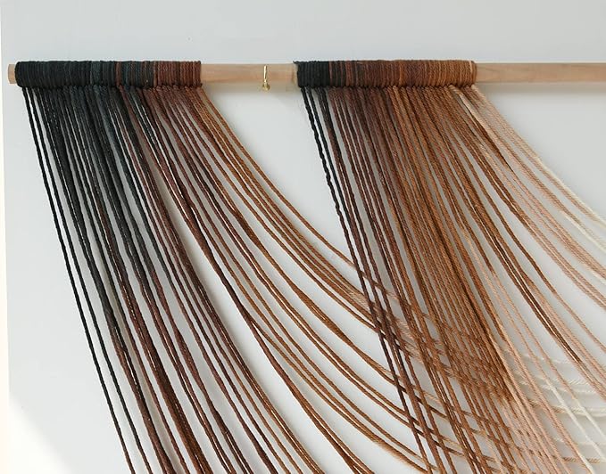 Flber Macrame Wall Hanging Dip Dye Brown Boho Wall Decor Yarn Tapestry Modern Living Room Bedroom Home Wall Decor 57" W x 35" L