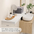 40 Inch Floating Shelves White, 40" W x 9" D Floating Shelf Set of 2, Farmhouse Wood Wall Shelves for Bedroom, Kitchen, Wall Mounted Deep Shelving for Home Decor