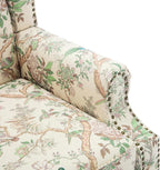 UIXE High Back Floral Accent Chairs Set of 2, Fabric Upholstered Armchair for Living Room, Retro Printed Wingback Arm Chair Rivet Trimed Single Sofa Bedroom Reading Seat - Bird