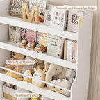 HITHOS 55.3" H Kids Bookshelf with Toy Storage Organizer, Tall Book Shelf with 3 Movable Toy Storage Bins, Large Kids Bookcase with Toy Chest, 39.2" W Modern Toy Box for Kid Room, Playroom, White