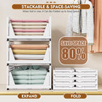 SNSLXH 5 Pack Stackable Closet Organizer Box, Multifunctional & Foldable Closet Storage Basket for Bathroom Kitchen Laundry Room Wardrobe Storage, Space-Saving Clothes Storage Drawer Organizer, Yellow