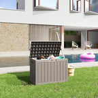 45 Gallon Deck Box,Resin Outdoor Storage Box with Lockable for Patio Furniture, Pool Accessories, Garden Tools Waterproof Outside Storage Box, Black