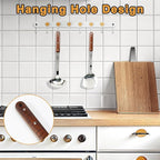 FJNATINH Stainless Steel Wok Spatula and Ladle Tool, Mirror Polished Cooking Utensils Set Metal Wok Accessories with Wooden Handle,Easy to Clean Kitchen Utensils,Sliver