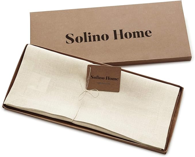 Solino Home Linen Ivory Table Runner 120 Inches Long - 100% Pure Linen 14 x 120 Inch Table Runner for Dining, Fall, Autumn, Thanksgiving - Fete