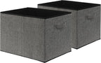 SIMPLE HOUSEWARE 15 x 13 Inch Collapsible Fabric Storage Bin with Handles, 2 Pack, Dark Gray