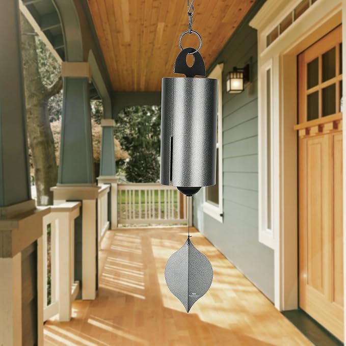 Woodstock Chimes Heroic Windbell Wind Chime for Outside 40" Large Silver,Deep Tone Sound, Outdoor Decor for Patio, Porch, Garden HWLAS