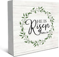SRADMO He Is Resen Wood Box Sign Desk Decor, Christian Decor Wooden Sign Decoration For Home Office, Wooden Sign Decorations Indoor, Christian Signs For Home Decor Shelf Table Decor