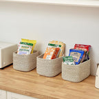 Small Cotton Rope Storage Basket Set of 3-11"x7"x7" Perfect Woven Baskets for Storage, Ideal Storage Baskets for Organizing Toys, Towels, and More - Baskets for Shelves and Home Decor（Beige）