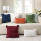 decorUhome Fall Chenille Soft Throw Pillow Covers 24x24 Set of 2, Farmhouse Velvet Neutral Decorative Euro Pillow Covers with Stitched Edge for Couch Sofa Bed Home Decor, Forest Elf