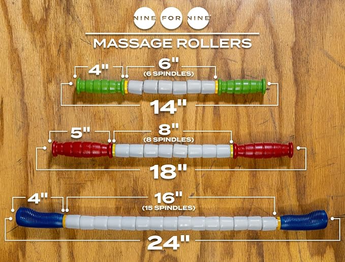 Massage Stick 18" Flexible Handheld Spindle Massage Roller (Will Contour to Any Muscle) - Full Body Muscle Recovery & Myofascial Release (Medium - 18" Massage Stick)