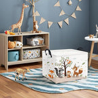 HIYAGON Rectangular Woodland Animal Basket Kids Baby Storage Basket Storage Bin Organizer Box Animal Room Decor(Spring Animal)