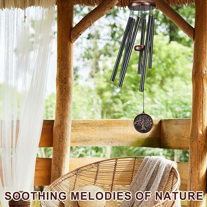 Wind Chimes for Outside, Tree of Life Deep Tone Vintage Wind Chime Outdoor Clearance, Sympathy/Memorial/Festivals/Birthday Gift for Mom Dad Grandma, Home Garden Patio Decor (32" Tree of Life)