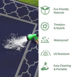 GENIMO Outdoor Rug 5' x 8' Patio Waterproof, Foldable Reversible Plastic Straw Area Rugs Mat for Camper Decor, Outside Carpet for Rv, Deck, Porch, Picnic, Beach, Balcony, Blue & Grey