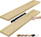 Sorbus Floating Shelves for Wall - 35 Inch Long Bathroom Shelves, Wall Decor for Bedroom, Kitchen, Living Room & Book Storage - Mounted Floating Shelf with Invisible Brackets (Maple Wood, 2 Pack)