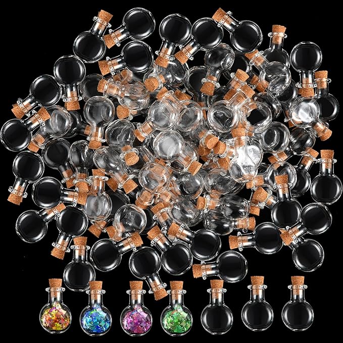 Zhehao 100 Pcs 2 ml Mini Glass Bottles Jars with Cork Stoppers Small Wishing Bottle Tiny Jars with Cork Mini Potion Bottles Clear Drifting Bottle for Wedding Birthday Party DIY Crafts Supplies