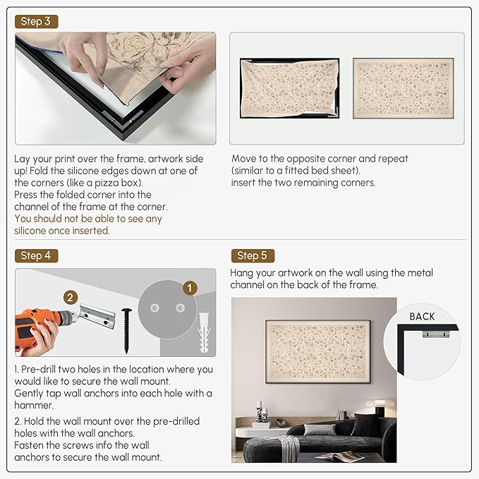 SIGNWIN 30"x60" Extra Large Framed Wall Art Vintage Botanical Sketch with Detailed Floral Pattern, Classic Nature Illustration for Home Living Room Bedroom Decor (Frame Assembly Required)