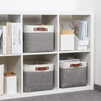 DULLEMELO Storage Baskets for Organizing, Rectangular Fabric Storage Bins Collapsible, Perfect for Shelves, Closets, Empty Gift Baskets (3-Pack Medium-15 inch X 11 inch X 9.5 inch , White&Grey)