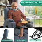 VIVIJASON Power Lift Chair Electric Recliner for Elderly Heated Vibration Massage Soft Fabric Recliner Chair with 2 Remote Controls, USB Ports, Side Pockets & Cup Holders for Living Room (Blue)