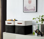 DECOMOMO Storage Cubes, 11x11 Cube Storage Bins, Baskets for Shelves (Black & White, Cube 11" - 4 Pack)
