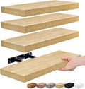 Sorbus Floating Shelves for Wall, Bathroom Shelves Wall Mounted for Kitchen, Bedroom, Living Room, Bathroom Storage, Over Toilet, Hanging Book Shelf for Wall Home Decor (Maple Wood, 4 Pack)