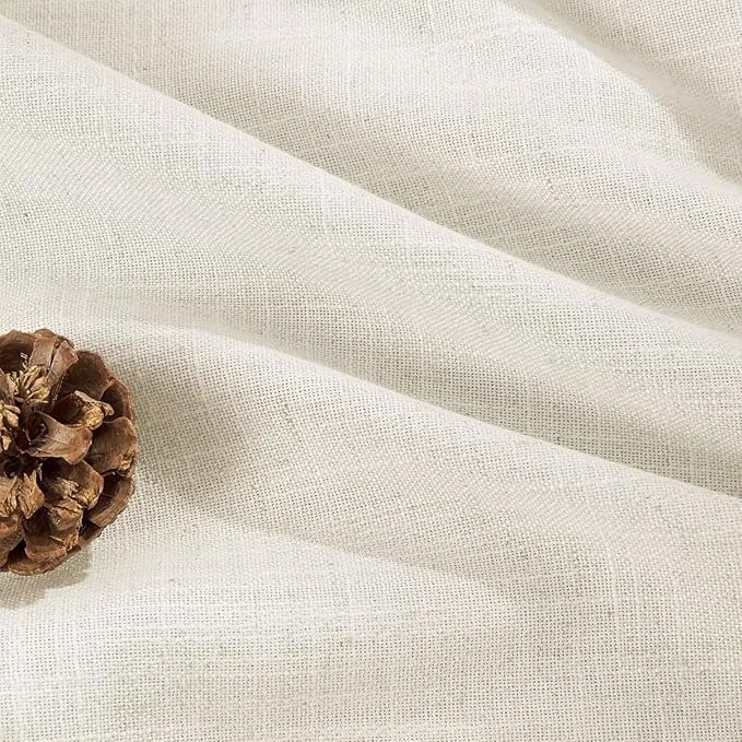 Joydeco Custom Linen Curtains for Living Room, Semi-Sheer Curtain 1 Panel Light Filtering Rod Pocket Back Tab (Off-White, Custom Size)