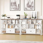 11 Cube Storage Organizer Bookshelf, Wooden Open Cube Shelf Bookcase, Farmhouse Display Book Shelf, 3 Tier Cube Bookshelves with Storage, Rustic White