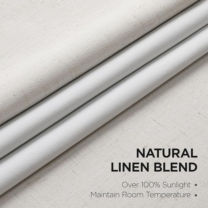 Joydeco Pinch Pleated Linen Curtains for Living Room, 100% Blackout Curtains 84 inches Long 2 Panel Thermal Insulated Pinch Pleat Drapes(Ivory,40'' Wx84'' L)