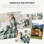 LURKA Checkered Sherpa Fleece Twin-Size Bed Blanket - Extra Thick and Warm Winter Soft Fuzzy Plush Blanket for Couches, Beds & Pets, Sage, 60x80 Inches