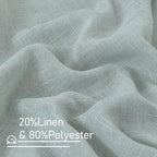 LAMIT Short Linen Curtains 36 Inch Length for Half Window, Semi Sheer Light Filtering Panels Bronze Grommet Drapes for Basement/Kitchen, Greyish Blue, 2 Panels, 34 x 36 Inch