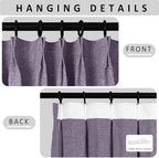 Macochico Extra Wide 100% Blackout Linen Curtains for Sliding Door Pleated Curtains with Hooks Insulated Soft Linen Drapes for Bedroom Living Room with Tieback Violet 100”Wx84”L 1 Panel