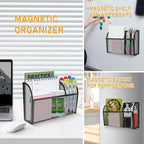 Magnetic Pencil Holder-Magnetic Basket for Fridge 3-Grid Mesh Magnetic Pen Holder for Refrigerator, Extra Strong Magnets Mesh Marker Holder Locker Accessories Organizer for Whiteboard