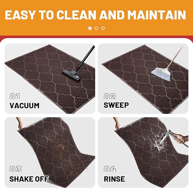 Door Mat Outdoor, 24x36, Welcome Mats for Entryway, Front Doormat for Home Entrance, Indoor Floor Mat, Durable, Non-Slip, Boot Scraper, Catches Muddy and Dirt(Brown)