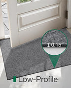 LUMI Indoor Door Mat 17"x30", Ultra Thin Low Profile Non-Slip Doormat for Home Entrance, Absorbent & Stain-Resistant Welcome Mats, Washable Entryway Mat for Front Door, Patio, Porch, Grey