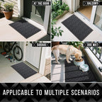 Yimobra Front Door Mat, Waterproof All-Weather Welcome Matt Outdoor Indoor, Non-Slip Low Profile Outdoor Mats for Front Door Outside Entrance, Patio Porch Entryway Mat, 29.5x17, Black Grey
