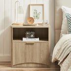 Fluted Nightstand Set of 2 - Natural Oak
