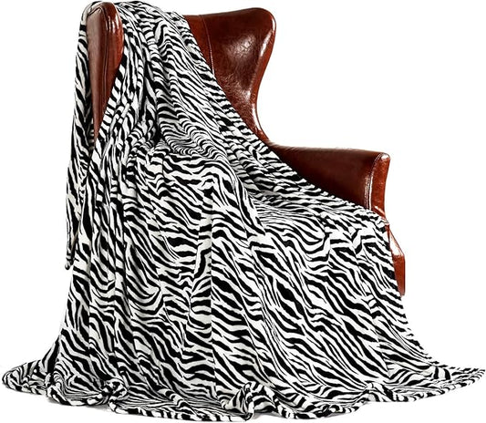 MERRYLIFE Throw Blanket Couch | Soft Decorative Ultra-Plush Soft Colorful Blanket| King Size Travel Throws Oversized |(90" 102", Zebra)