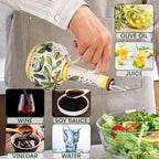 18 oz Ceramic Olive Oil Dispenser Bottle for Kitchen, Large Capacity Oli and Vinegar Cruet with Stainless Steel Spout, 540 ml Oil Container with Handle for Cooking Preventing, Vinegar Cruet