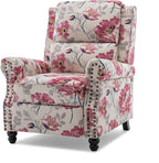 UIXE Pushback Recliner Chair, Fabric Armchair Push Back Accent Chair, Rivet Trim Club Chair Home Theater Overstuffed Single Sofa Reading Seat for Living Room, Pattern