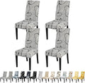 JQinHome Pattern Chair Covers for Dining Room Set of 4, High Stretch Removable Washable Parsons Chair Slipcover for Home Party Hotel Wedding Ceremony (4PCS, Lotus Gray)