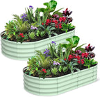 2 Pcs 6x3x1ft Oval Raised Garden Bed, Galvanized Raised Beds,Open-Ended Base Metal Raised Planter Beds,Garden Bed Outdoor,Planter Raised Boxes for Vegetables, Flowers,Tool-Free Asse,Green