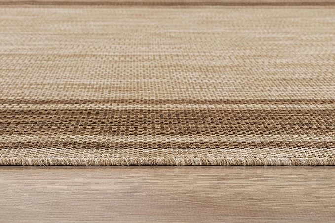 Beverly Rug Large Outdoor Rug 9x12 Modern Bordered Area Rugs for Indoor and Outdoor Patio Deck Porch Garden Waterproof Weather Sun Resistant Washable Outside Carpet (9 x 12 Jute)