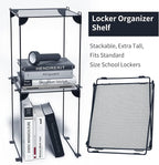 Neudeco Pack 2, Mesh Locker Shelf, Stackable Extra Tall Locker Organizer, Collapsible and Metal Build, Fits Standard Size School Locker, Suitable for Work, Kitchen, Bathroom (Grey)