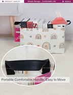 Rectangular Storage Basket Fabric Organizer Bin for Toys,Books,Clothes,Gifts,Pets-Perfect for Home,Office,Nursery,Dorm,Shelf(Rec-Star Rainbow )