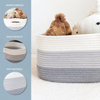 OrganiHaus Set of 3 Woven Storage Baskets for Organizing, Cotton Rope Organizer Bins for Shelves, Closet & Nursery, Dog Toy Basket, Decorative Bins for Toys, Towels & Books - 15x10x9, Grey