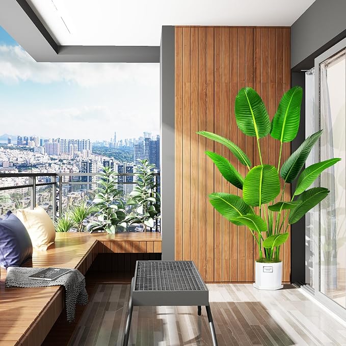 5.5ft Artificial Silk Bird of Paradise Palm Tree (65in) with 12 Trunks Faux Tree and Plastic Nursery Pot, Fake Plant for Office House Farmhouse Living Room Home Decor (Indoor/Outdoor)