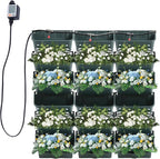 18 Pots Self-Watering Vertical Wall Planter, 39.4”L x 39.4”H Stackable Plastic Wall-Mounted Plant Grow Pots, Wall Hang Garden Planter Outdoor Indoor for Herbs Flowers Strawberries (Green)