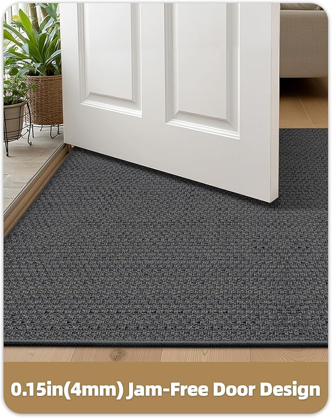 Color&Geometry Front Door Mat Indoor 26"x47", Rugs for Entryway, Non Slip Washable Low-Profile Inside, Entry Mat Entry Rug Door Mat Indoor Entrance, Grey (Rolled-up NO Creases)