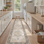 Washable 2.6x12 Runner Rug - Area Rugs Neutral Vintage Distressed Floral Farmhouse Boho Large Soft Floor Rug Indoor Carpet for Hallway Entryway Kitchen Home - Forest Green Orange